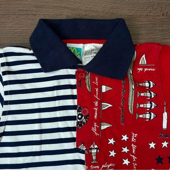 NWOT Vintage McBaby Sailboat Rowing Polo Romper Navy & Red Size 6/9 Months - Picture 2 of 6